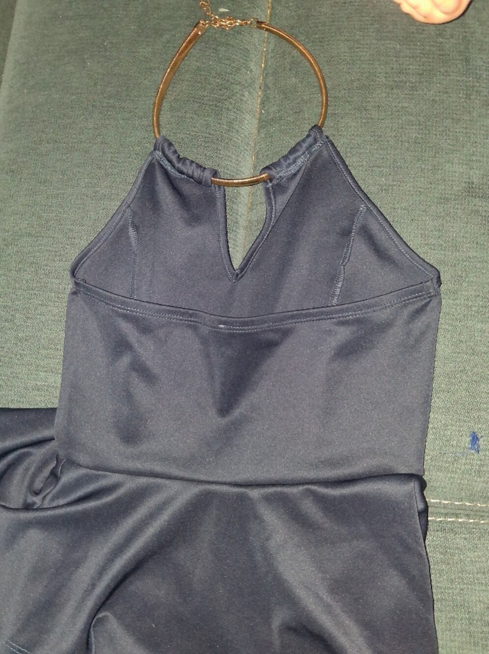 Charlotte Russe Navy Halter Bralette with Gold Ring